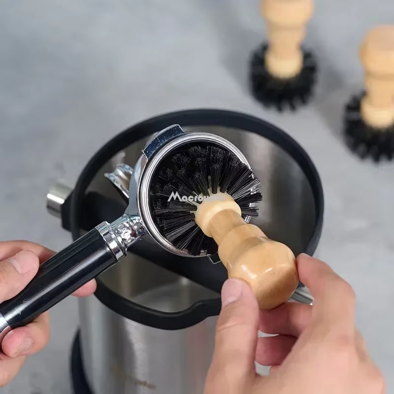 Portafilter Cleaning Brush Barista Espresso Coffee Tamper Cleaning Brush 51Mm 54Mm 58Mm Tool with Wooden Handle Barista
