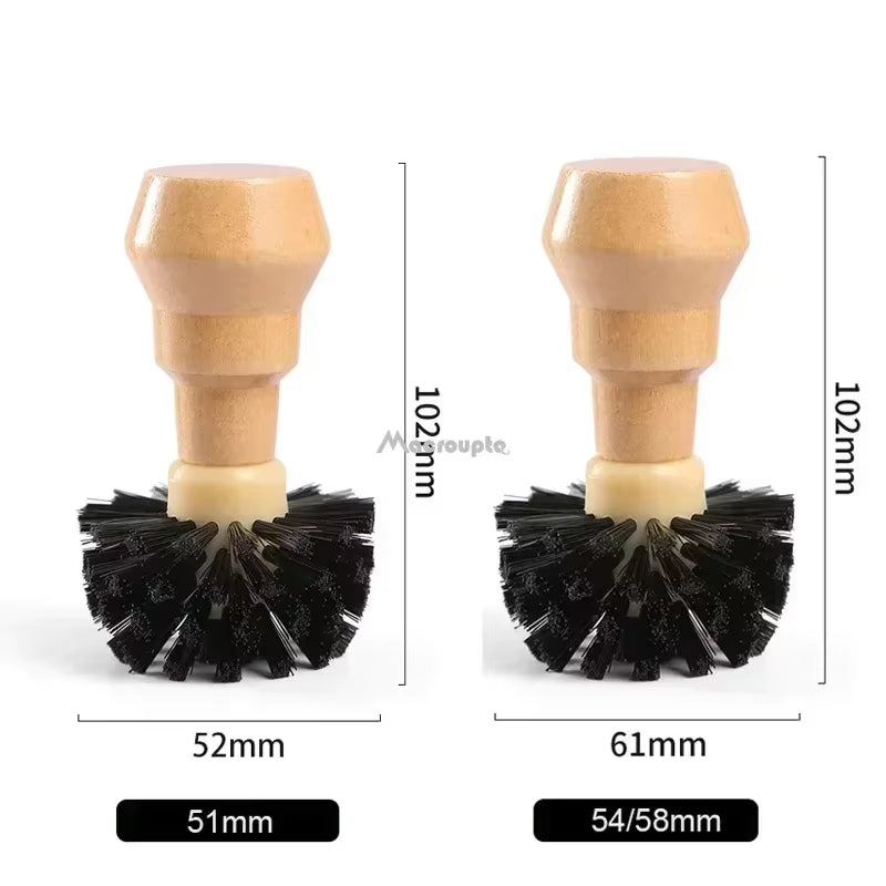 Portafilter Cleaning Brush Barista Espresso Coffee Tamper Cleaning Brush 51Mm 54Mm 58Mm Tool with Wooden Handle Barista