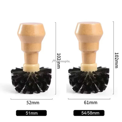 Portafilter Cleaning Brush Barista Espresso Coffee Tamper Cleaning Brush 51Mm 54Mm 58Mm Tool with Wooden Handle Barista