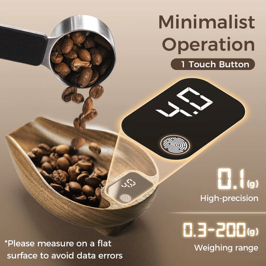MHW-3BOMBER OVO Coffee Scale Digital Food Kitchen Scale Precise Wooden Bean Scale with Spray Bottle Barista Professional Tool