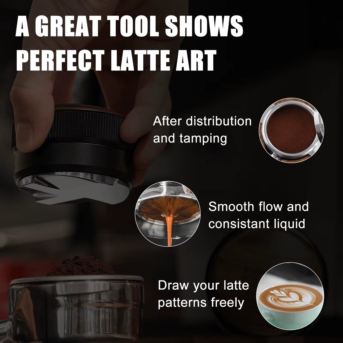 51/53/58Mm Espresso Tamper and Coffee Distributor with Tamping Mat and Cleaning Brush Set Professional Leveler Tools