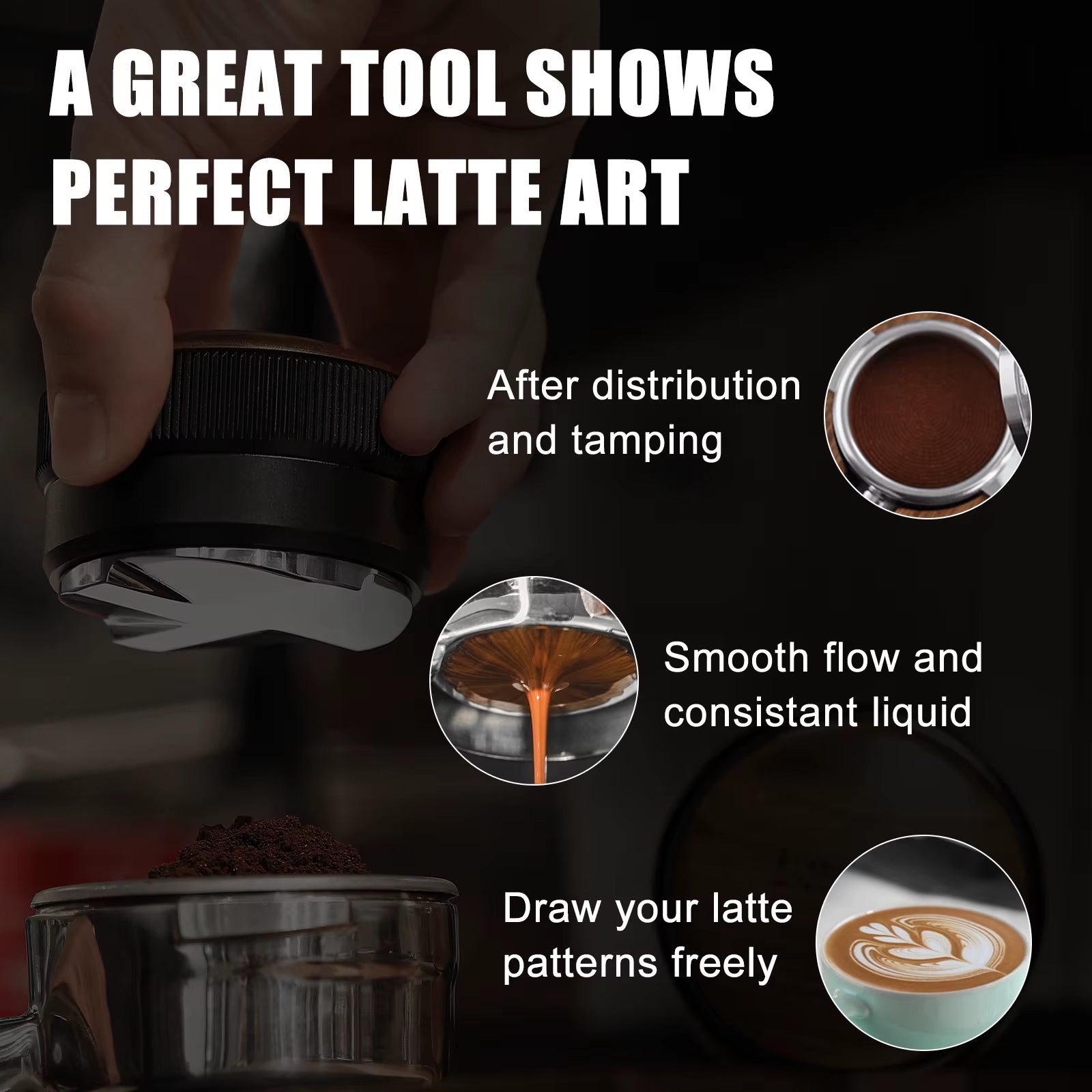 51/53/58Mm Espresso Tamper and Coffee Distributor with Tamping Mat and Cleaning Brush Set Professional Leveler Tools