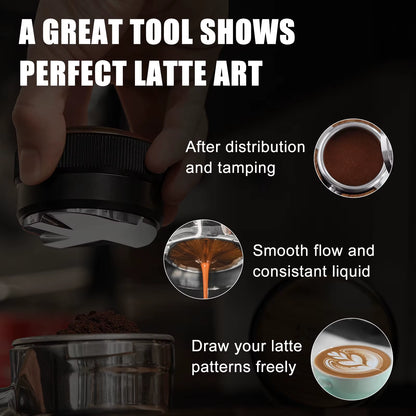 51/53/58Mm Espresso Tamper and Coffee Distributor with Tamping Mat and Cleaning Brush Set Professional Leveler Tools