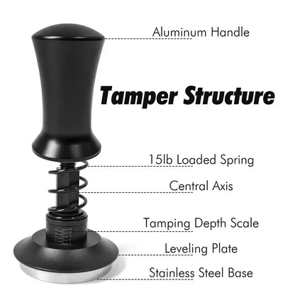 Coffee Tamper Spring Espresso Tamper 51Mm 53Mm 58Mm Coffee Tampers and Coffee Stirrer Stainless Steel Tampers Coffee Accessories