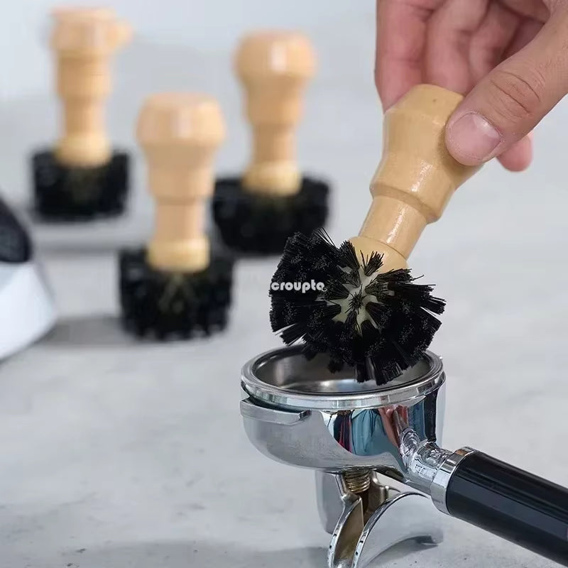 Portafilter Cleaning Brush Barista Espresso Coffee Tamper Cleaning Brush 51Mm 54Mm 58Mm Tool with Wooden Handle Barista