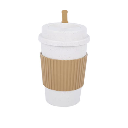 450ML Coffee Cups with Lids Wheat Straw Reusable Portable Coffee Cup Dishwasher Safe Coffee Mug Coffee Tea Travel Cups