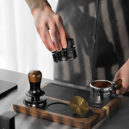 Coffee Tamping Station Wooden Silicone Espresso Tamper Mat for 51-58Mm Portafilter Home Barista Coffee Accessories