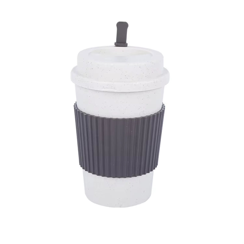 450ML Coffee Cups with Lids Wheat Straw Reusable Portable Coffee Cup Dishwasher Safe Coffee Mug Coffee Tea Travel Cups