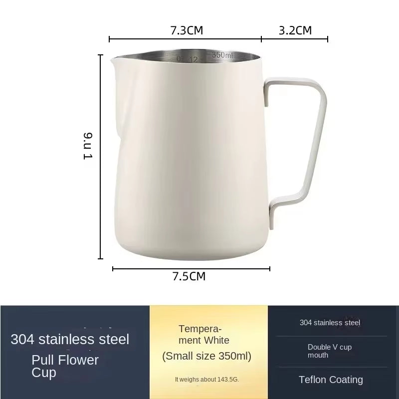 350/600ML Coffee Milk Frothing Pitcher Jug 304 Stainless Steel Precise Scale High Quality Latte Barista Professional Cafeutensil