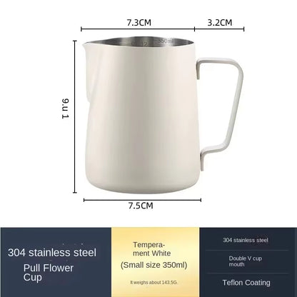 350/600ML Coffee Milk Frothing Pitcher Jug 304 Stainless Steel Precise Scale High Quality Latte Barista Professional Cafeutensil