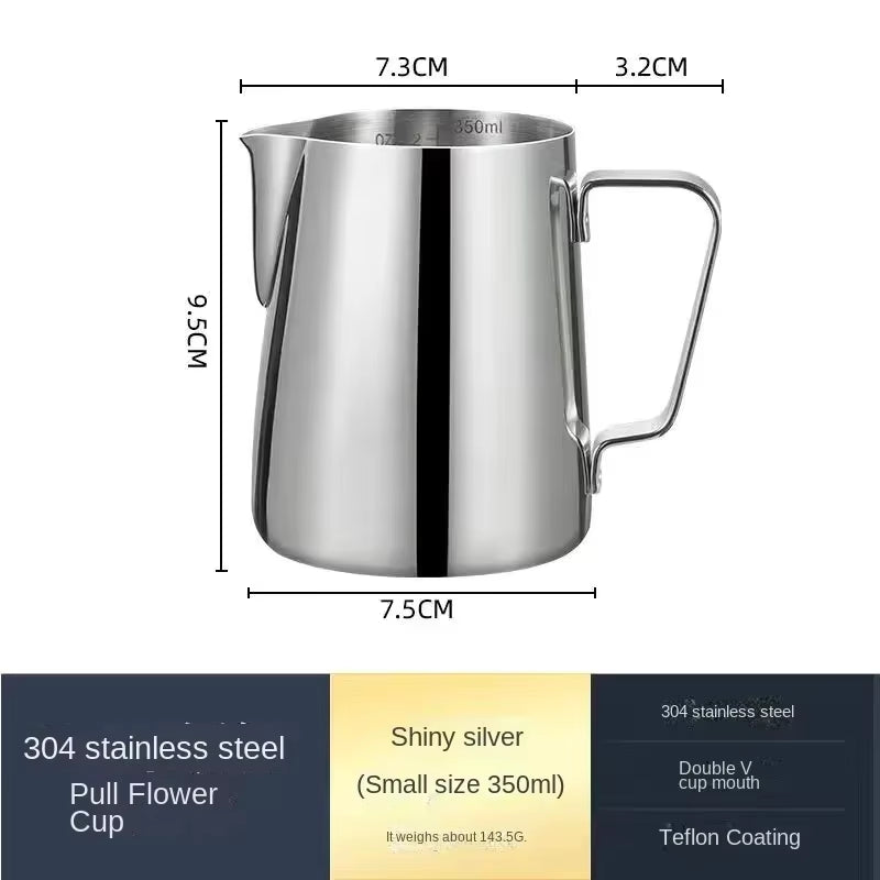350/600ML Coffee Milk Frothing Pitcher Jug 304 Stainless Steel Precise Scale High Quality Latte Barista Professional Cafeutensil