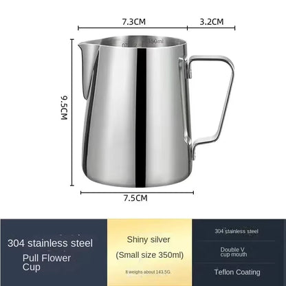 350/600ML Coffee Milk Frothing Pitcher Jug 304 Stainless Steel Precise Scale High Quality Latte Barista Professional Cafeutensil