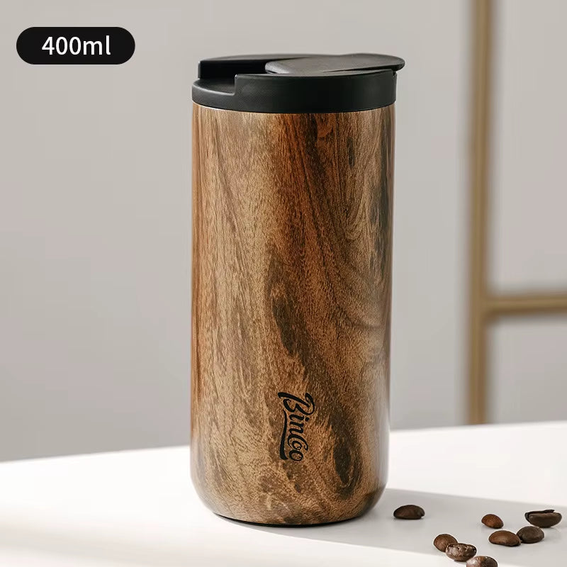 Wood Grain Pattern Thermal Cup Coffee Travel Mug Insulated Vaccum 304 Stainless Steel Thermos Bottle Tumbler Keep Hot/Cold