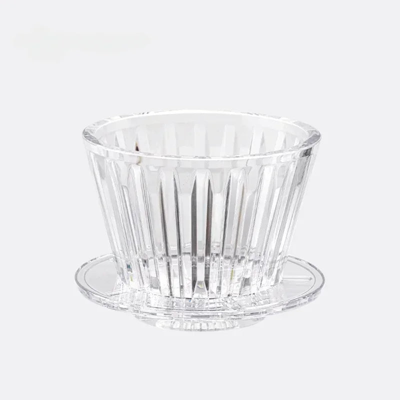 Acrylic Pour over Coffee Filter Cup Set - Cake Shaped Flat Bottom Home Brewing Kit with Filter Papers Reusable and Easy to Clean
