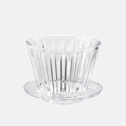 Acrylic Pour over Coffee Filter Cup Set - Cake Shaped Flat Bottom Home Brewing Kit with Filter Papers Reusable and Easy to Clean