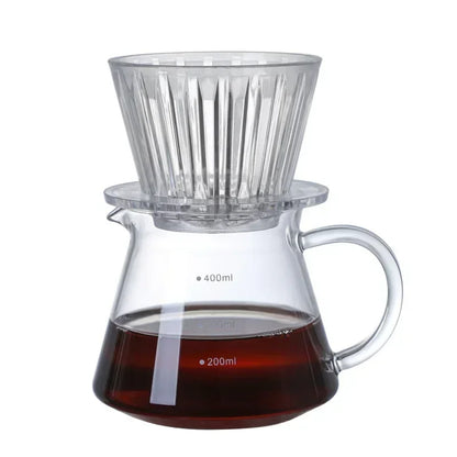 Acrylic Pour over Coffee Filter Cup Set - Cake Shaped Flat Bottom Home Brewing Kit with Filter Papers Reusable and Easy to Clean