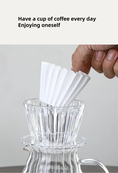 Acrylic Pour over Coffee Filter Cup Set - Cake Shaped Flat Bottom Home Brewing Kit with Filter Papers Reusable and Easy to Clean