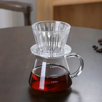 Acrylic Pour over Coffee Filter Cup Set - Cake Shaped Flat Bottom Home Brewing Kit with Filter Papers Reusable and Easy to Clean