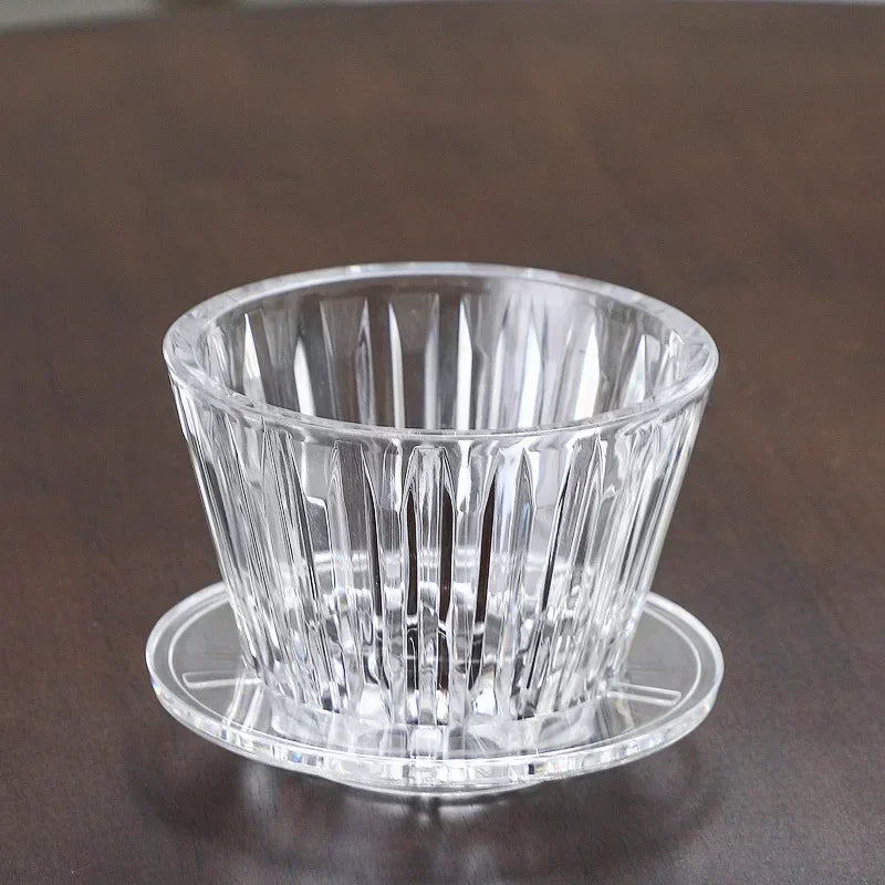 Acrylic Pour over Coffee Filter Cup Set - Cake Shaped Flat Bottom Home Brewing Kit with Filter Papers Reusable and Easy to Clean