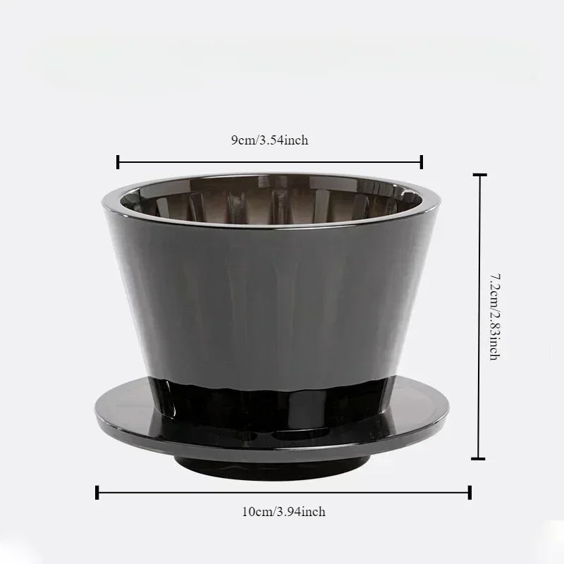 Acrylic Pour over Coffee Filter Cup Set - Cake Shaped Flat Bottom Home Brewing Kit with Filter Papers Reusable and Easy to Clean