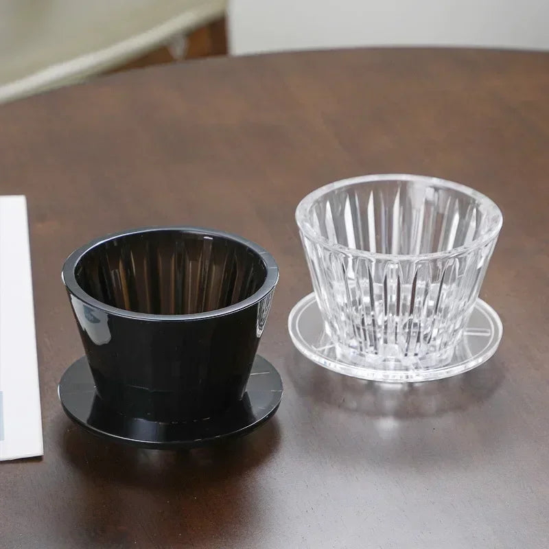 Acrylic Pour over Coffee Filter Cup Set - Cake Shaped Flat Bottom Home Brewing Kit with Filter Papers Reusable and Easy to Clean