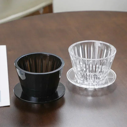 Acrylic Pour over Coffee Filter Cup Set - Cake Shaped Flat Bottom Home Brewing Kit with Filter Papers Reusable and Easy to Clean