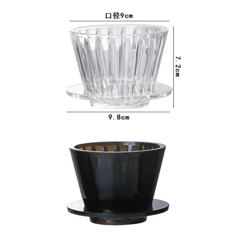 Acrylic Pour over Coffee Filter Cup Set - Cake Shaped Flat Bottom Home Brewing Kit with Filter Papers Reusable and Easy to Clean