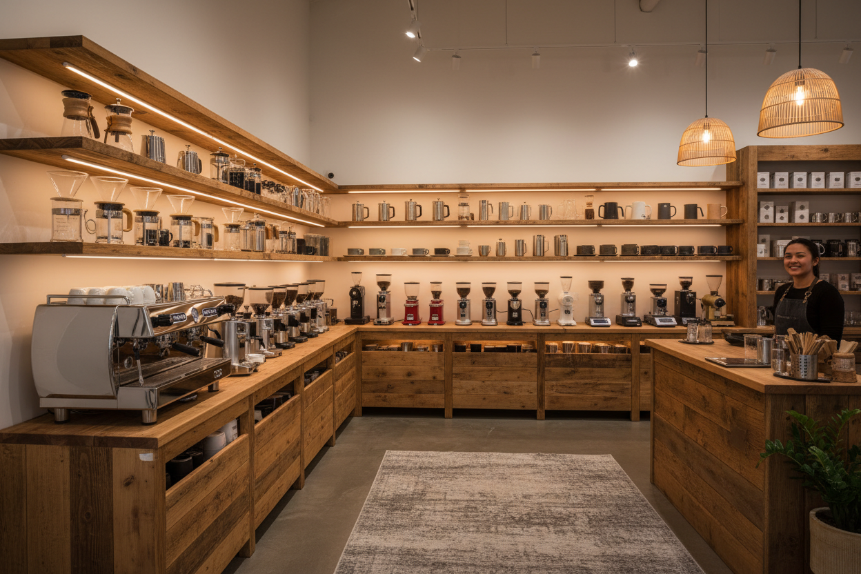 a store full of coffee accessories