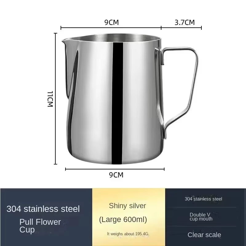 350/600ML Coffee Milk Frothing Pitcher Jug 304 Stainless Steel Precise Scale High Quality Latte Barista Professional Cafeutensil