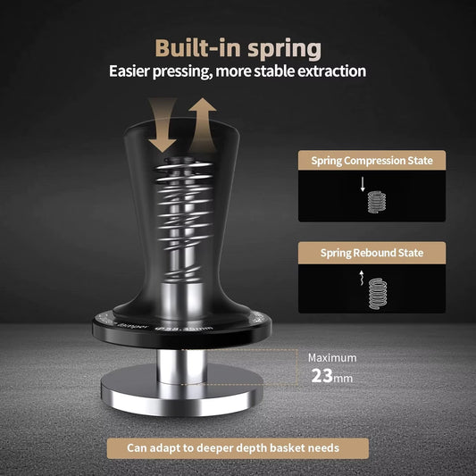 CD Series Coffee Tamper with 2 Springs Espresso Tamper & Distributor for 51/53.35/58.35MM Portafilter Coffee Tool