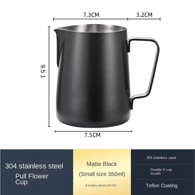 350/600ML Coffee Milk Frothing Pitcher Jug 304 Stainless Steel Precise Scale High Quality Latte Barista Professional Cafeutensil